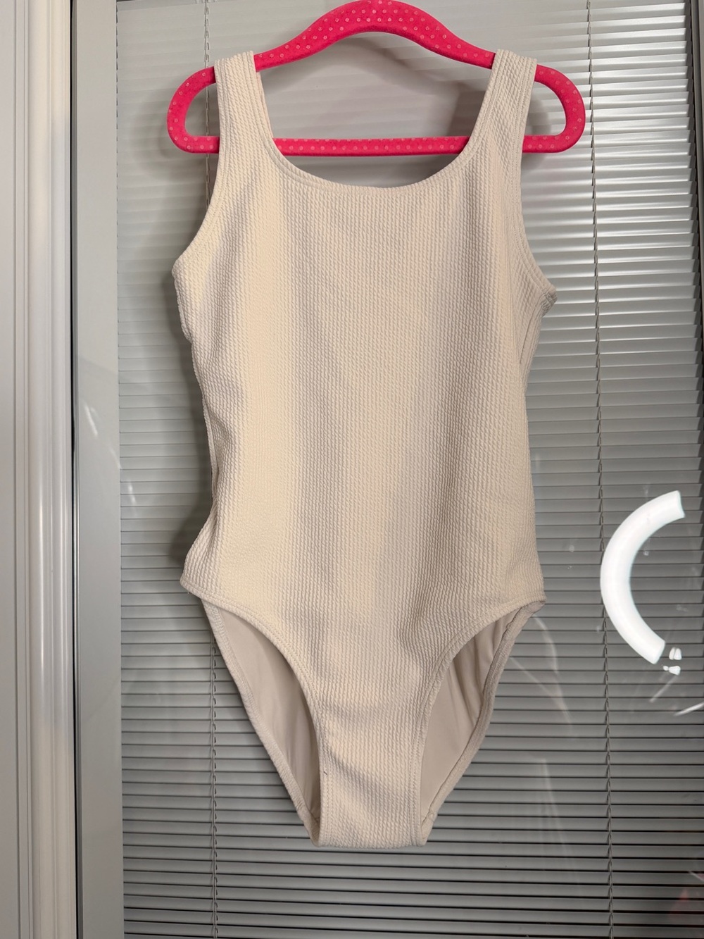 Girls H&M Size 8-10 Cream Coloured Textured One Piece Bathing Suit Never Worn